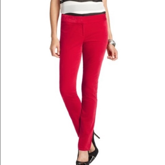 LOFT Pants - Awesome red velvet slim fit pants